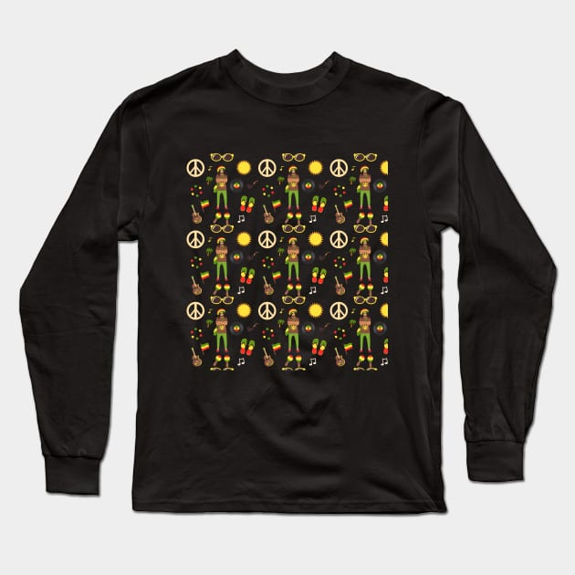 Jamaica Rastafarian Pattern Long Sleeve T-Shirt by blackartmattersshop